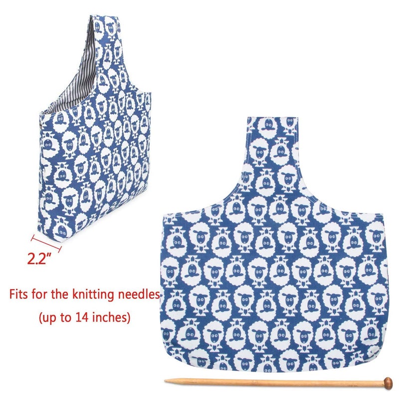 Teamoy Knitting Tote Bag, Travel Project Wrist Bag for Needles(14inches), Yarn and Crochet Supplies, Lightweight, Perfect Size for Knitting on The Go (Large, Sheep) - Image 2